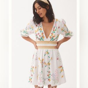 NEW with Tags Anthropologie Deep V Floral Mini Dress